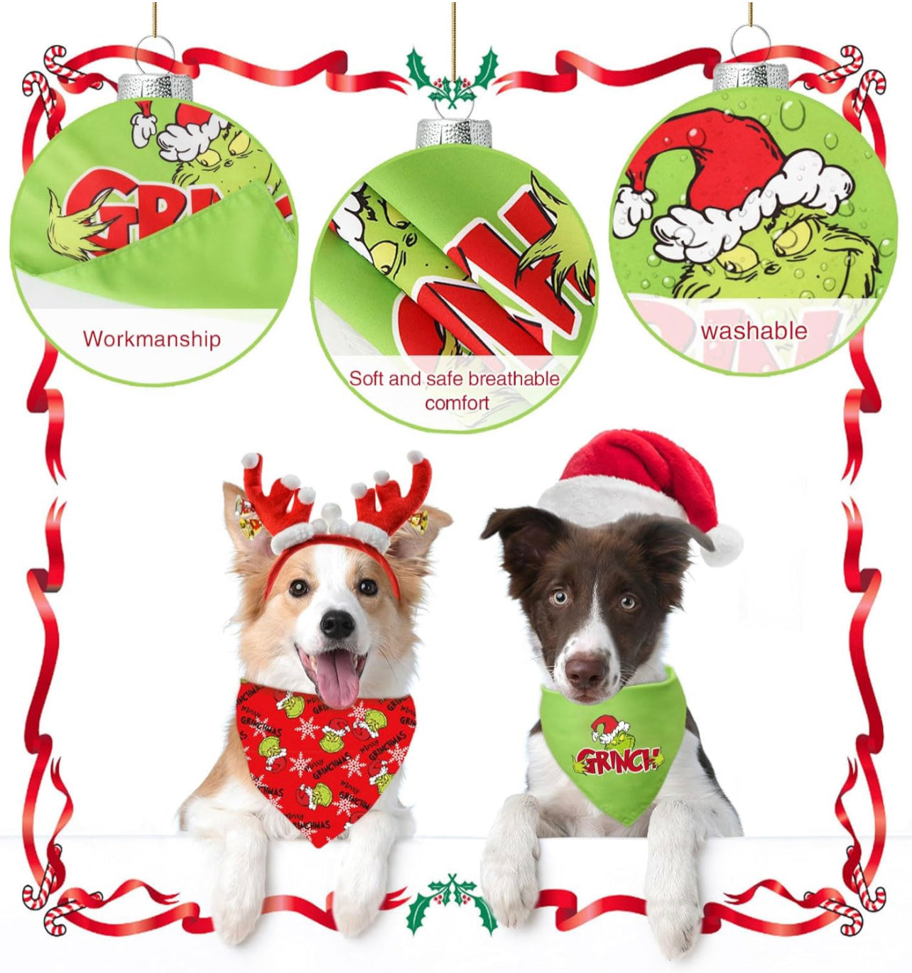 Grinch Christmas bandana