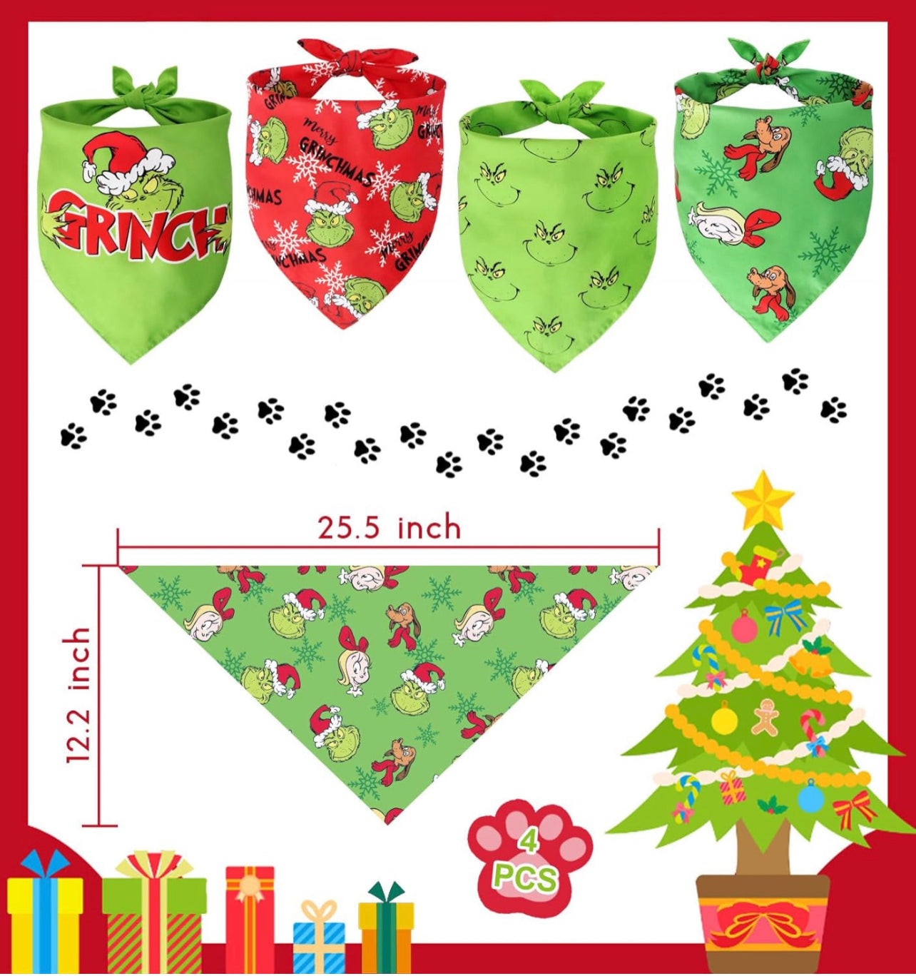 Grinch Christmas bandana