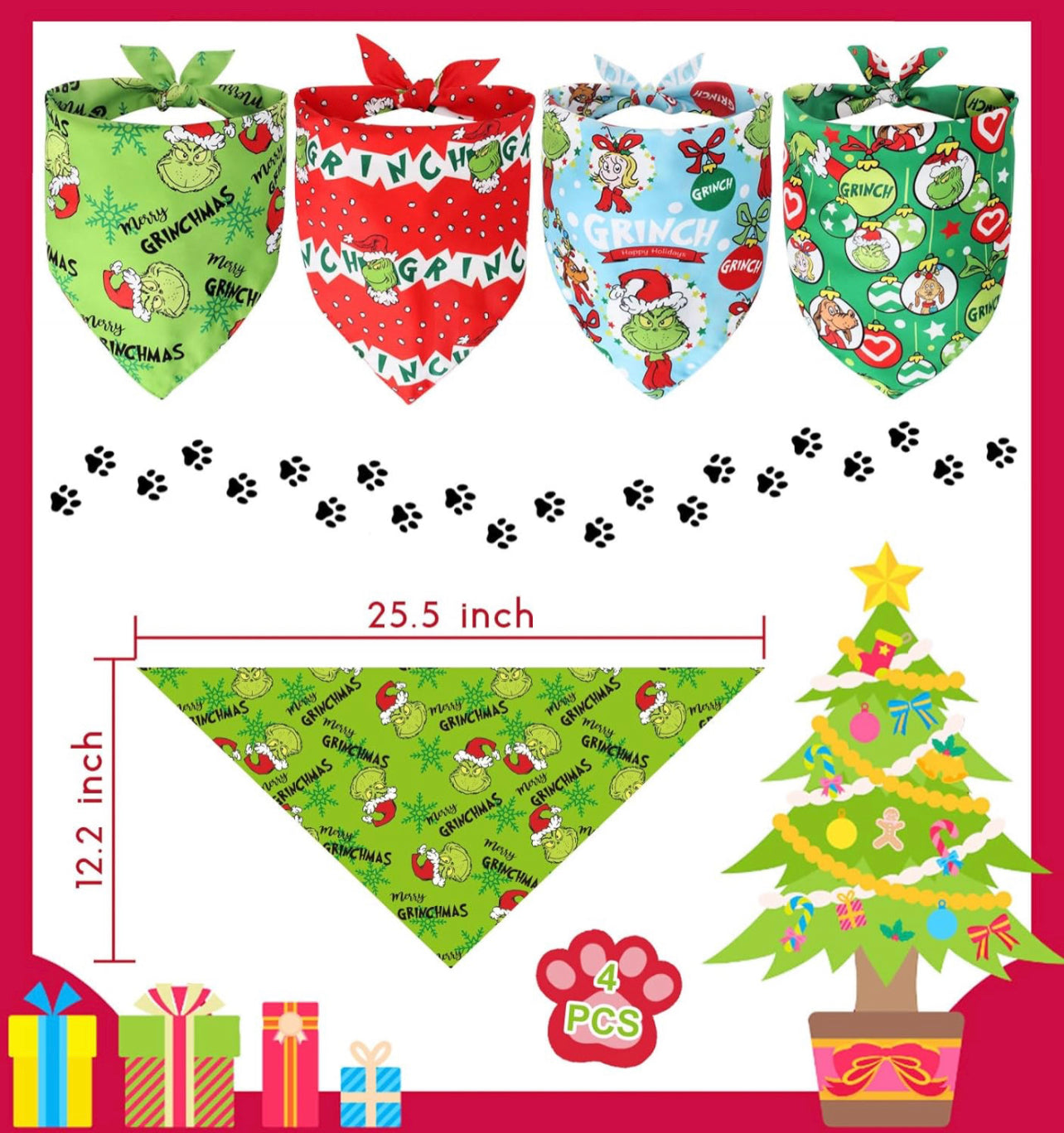 Grinch Christmas bandana