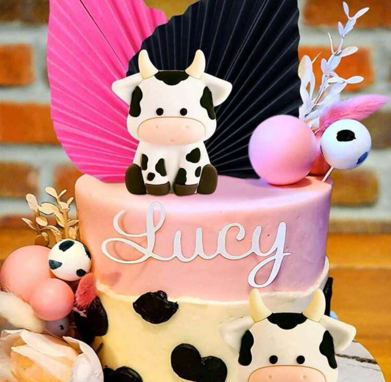 Pink Cow Cake topper