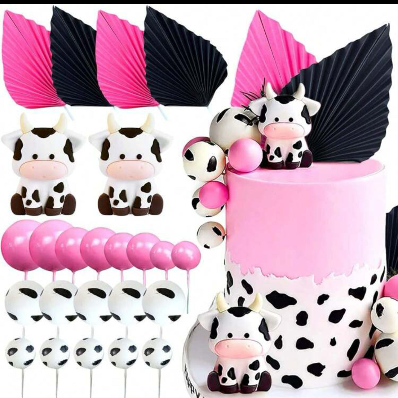 Pink Cow Cake topper