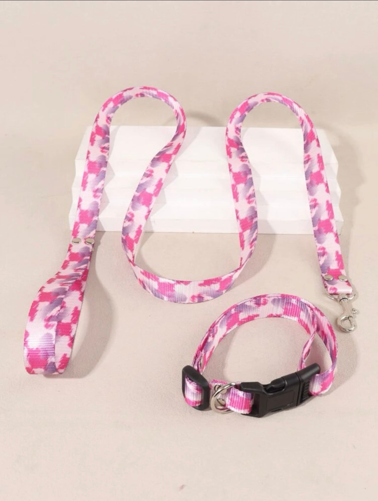 Pink collar & leash set